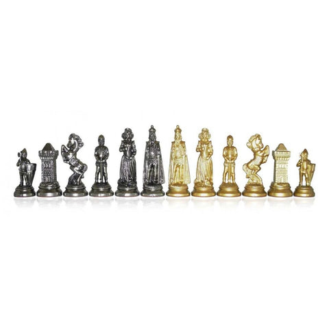Mary Stuart Italfama Handmade Metal Chess Set Mahogany Board Italy