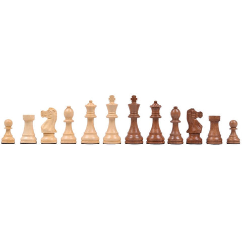 Italfama Leather Chess Set 48cm Acacia Pieces with Storage Drawer Italy