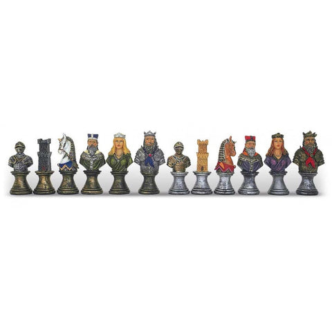 Medieval Chess Set Hand Painted Resin Pieces Walnut Maple Board Storage Italfama