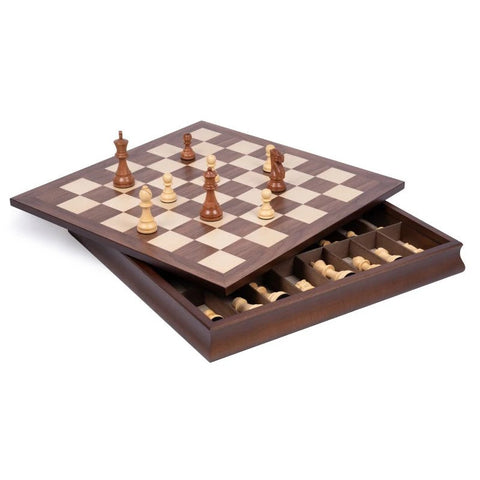 Italfama Handmade Wooden Chess Set 50cm Board, Weighted Pieces, Storage