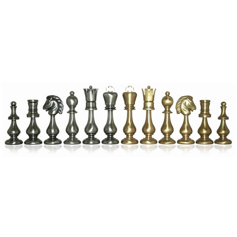 Italfama Brass Chess Pieces Gold Silver Plated Set, King 9.7cm, Italy