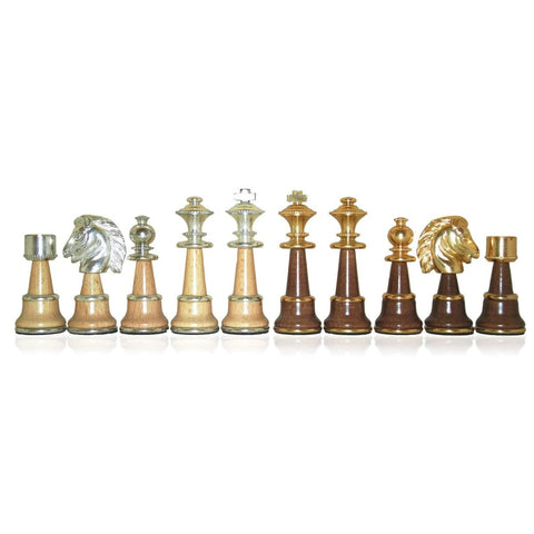 Italfama Oversized Brass & Wood Chess Pieces 5" King Made in Italy