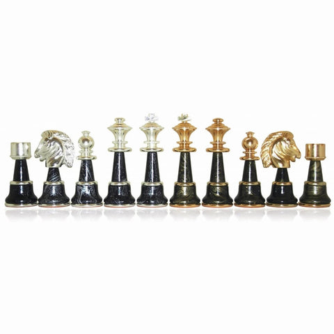 Italfama Gold & Silver Plated Brass Wood Chess Pieces Set, King 12.7cm