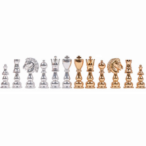 Italfama Gold & Silver Brass Chess Pieces Set, 11.5cm King, Made in Italy