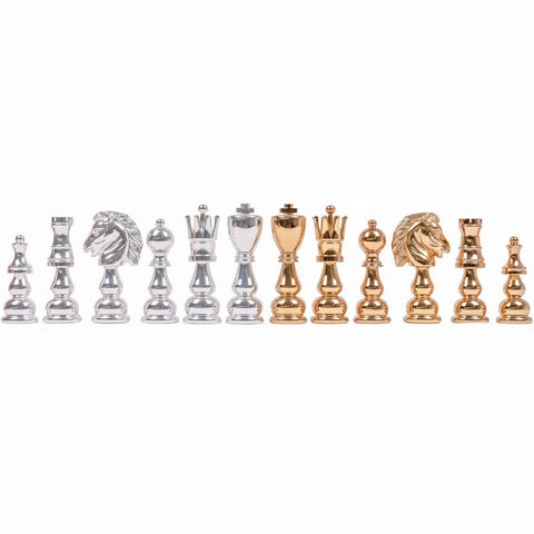 Italfama Gold & Silver Brass Chess Pieces Set, 11.5cm King, Made in Italy