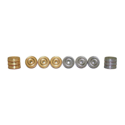 Italfama Gold & Silver Metal Checkers Pieces Set of 24, 32mm Italy