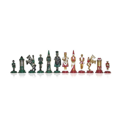 Italfama Camelot Hand-Painted Metal Chess Set 28cm Board with Storage