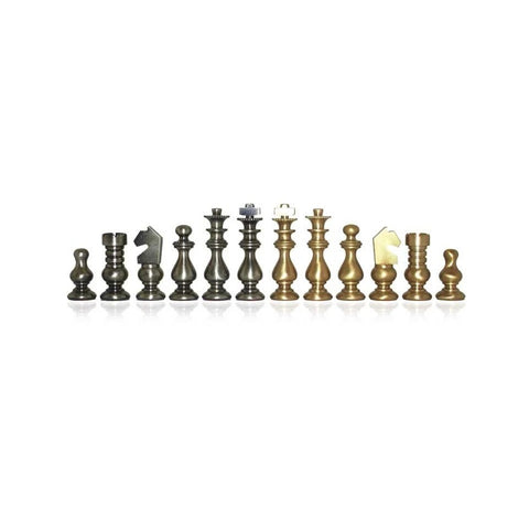 Italfama Brass Chess Set Gold Silver Pieces Marble Wood Board with Storage