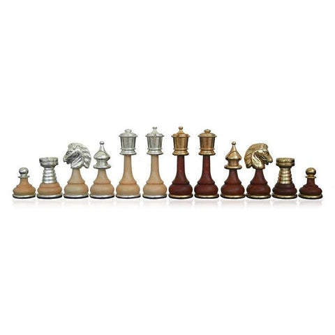 Italfama Gold & Silver Plated Chess Set with Elm Board 51cm King 9cm