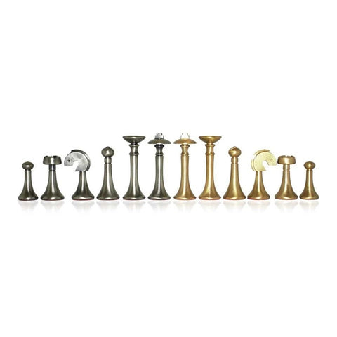 Italfama Luxury Brass Chess Set Gold Silver Plated with Elm Board 42cm