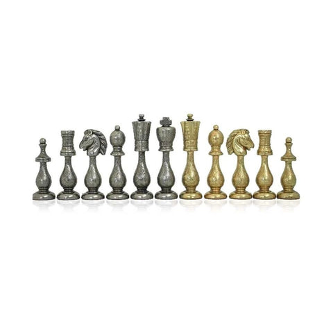 Italfama Arabic Metal Chess & Checkers Set 48cm Leatherette Box Italy