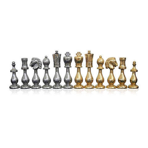 Italfama Arabic Gold Metal Chess Set with Japanese Maple Board