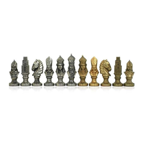 Italfama Moncada Luxury Metal Chess Set Marble Wood Board with Storage