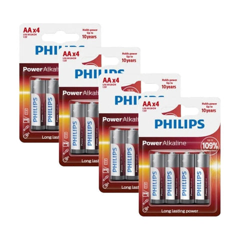 16x Philips Power Alkaline AA LR6 1.5V Batteries Long Lasting Mignon