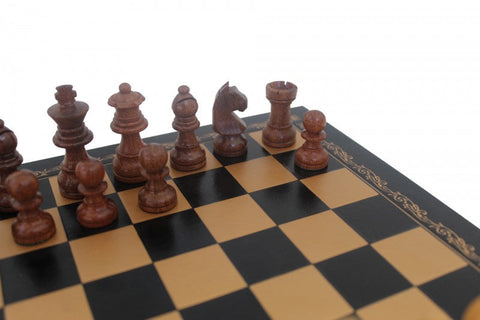Italfama Magnetic Acacia Chess Set with Leatherette Board 26cm
