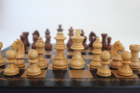 Italfama Magnetic Acacia Chess Set with Leatherette Board 26cm