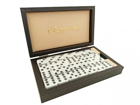 Italfama Luxury Domino Set with Faux Leather Case, Made in Italy, 21x12x4cm
