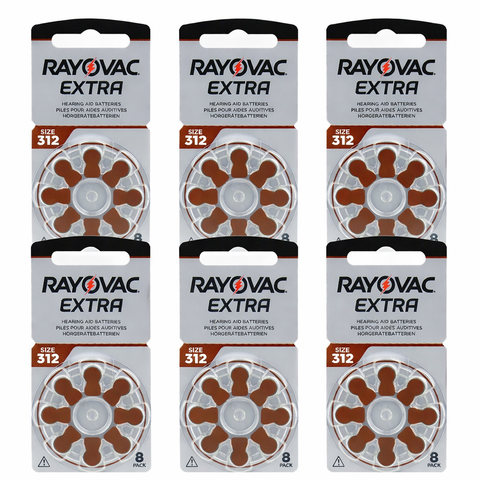 48x Rayovac Extra 312 Batteries PR41 Zinc Air 1.45V Exp Long 6 Packs