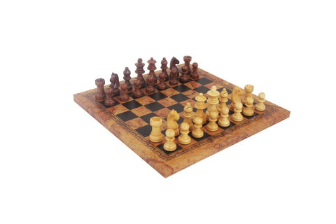 Italfama Magnetic Acacia Wood Chess Set with Antique Map Board