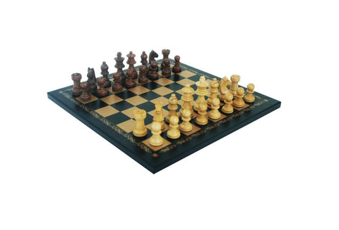 Italfama Magnetic Acacia Chess Set with Leatherette Board 26cm