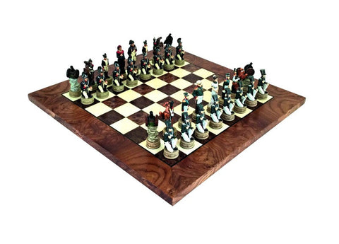 Napoleon vs Russia Handcrafted Resin Chess Set with Wooden Board Italfama