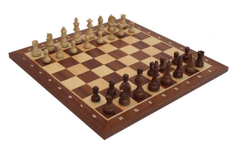 Italfama Luxury Wooden Chess Set, Mahogany Maple Board 48cm, Made in Italy