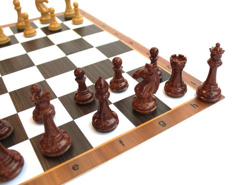 Italfama Wooden Chess Set 51x51cm PVC Board Weighted Pieces Brown White
