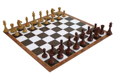 Italfama Wooden Chess Set 51x51cm PVC Board Weighted Pieces Brown White