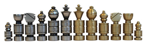 Italfama Brass Chess Set with Luxury Brown Wood Board Made in Italy