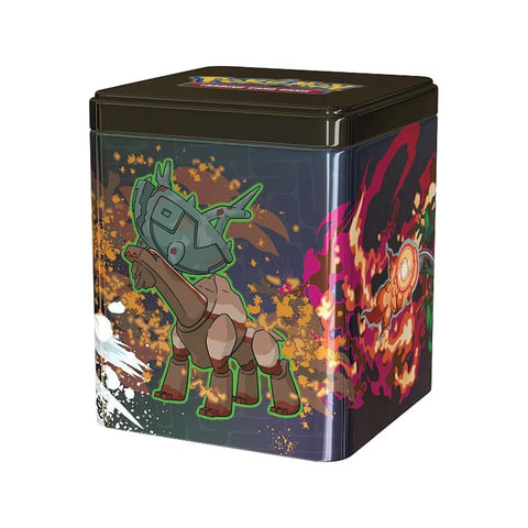 Pokémon TCG 2025 Treasures of Ruin Stacking Tin w/3 Boosters & Stickers