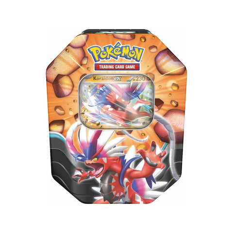 Pokemon TCG Slashing Legends Tin Koraidon ex Promo + 4 Booster Packs Code Card