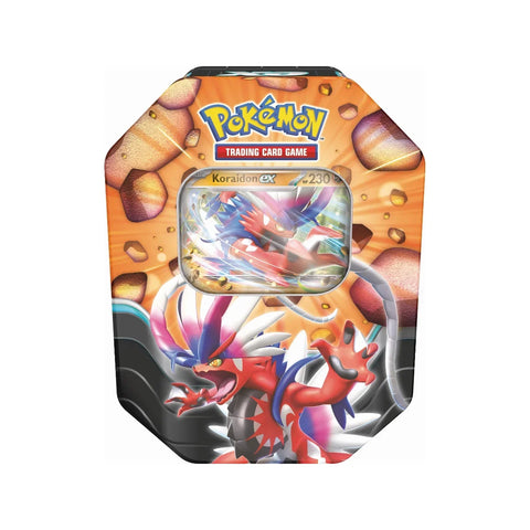 Pokemon TCG Slashing Legends Tin Koraidon ex Promo + 4 Booster Packs Code Card