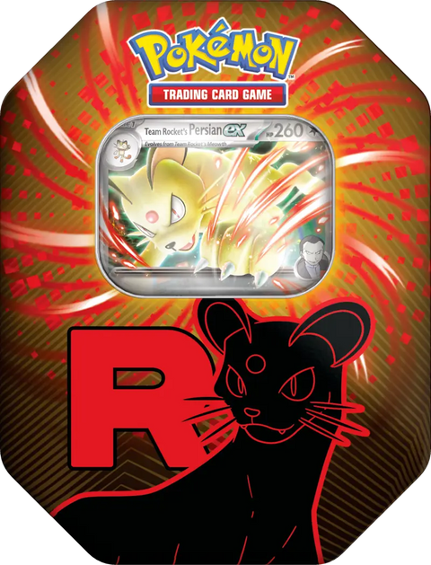 Pokemon TCG Team Rocket Persian ex Tin with 4 Booster Packs & Code Card