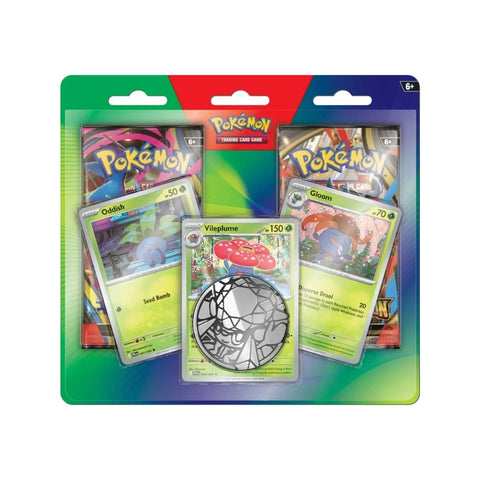 Pokemon TCG Blister 2 Booster Packs Oddish Gloom Vileplume + Coin