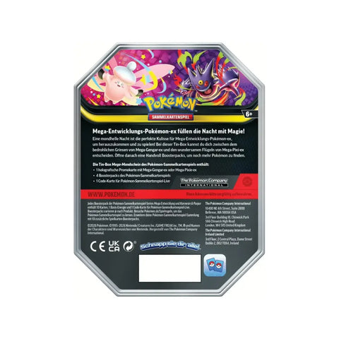Pokémon TCG Mega Gengar ex Tin (German) Promo Card + 4 Booster Packs + Code