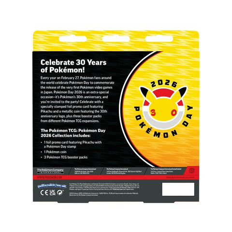 Pokemon TCG Pokemon Day 2026 30th Anniversary Pikachu Promo Box 3 Boosters