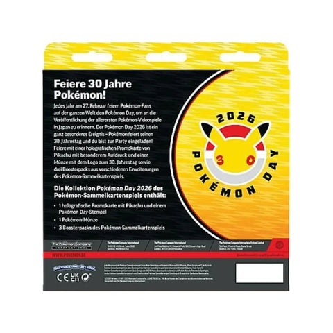 Pokemon TCG Pokemon Day 2026 Pikachu Promo Box 3 Boosters German