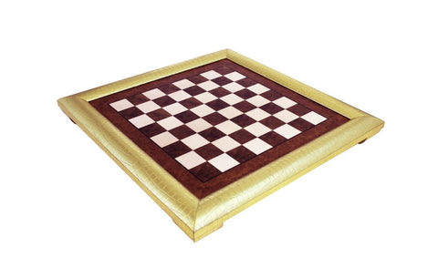 Italfama Handmade Wooden Chess Board Gold Frame 48x48cm Italy