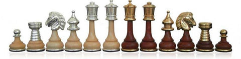 Italfama Persian Brass/Wood Chess Pieces, Gold & Silver Plated, King 9cm, Italy