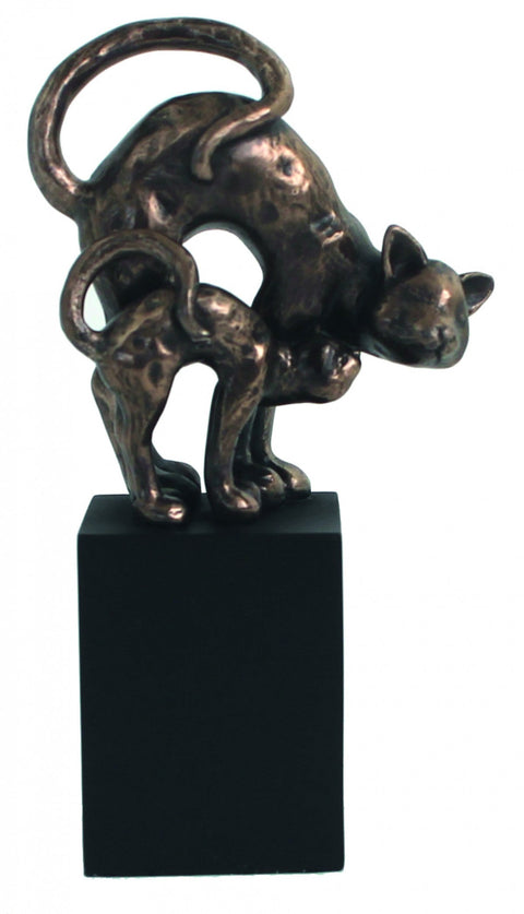 Italfama Bronze Resin Two Cats on Cube Figurine 14cm Italian Decor