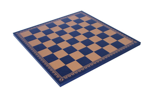 Italfama Renaissance Metal Chess Set Blue Gold Faux Leather Board Italy