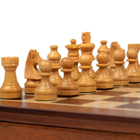 Italfama Magnetic Wooden Travel Chess Set w/ Drawer & Checkers, 19.5 cm