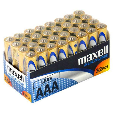 32x Maxell AAA LR03 1.5V Alkaline Batteries Bulk Pack for Everyday Devices
