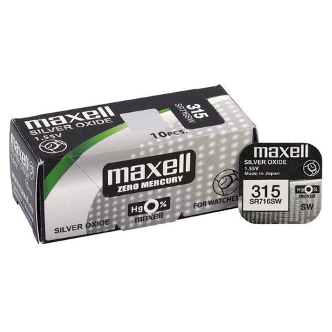 10x Maxell 315 314 SR716SW Silver Oxide 1.55V Watch Batteries