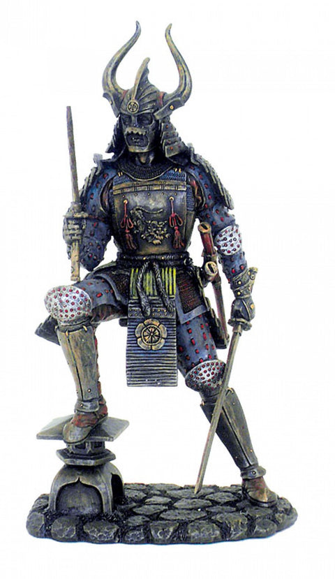 Italfama 25cm Samurai with Katana Resin Statue Bronze Finish Japanese Decor
