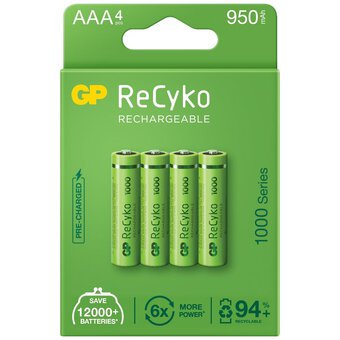 4 Gp Recyko Rechargeable Aaa Battery 950Mah 1000 Series Most Powerful NEW