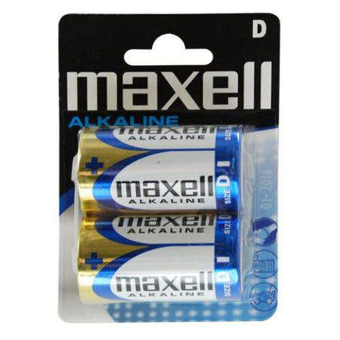 2x Maxell D Alkaline Batteries 1.5V LR20 R20 MN1300 AM1 E95