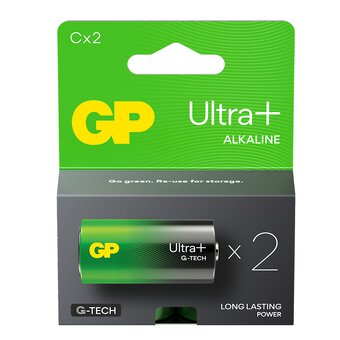 2 Gp Ultra+ Alkaline G-Tech Lr14 C Battery Long Lasting Power Blister Exp 2033
