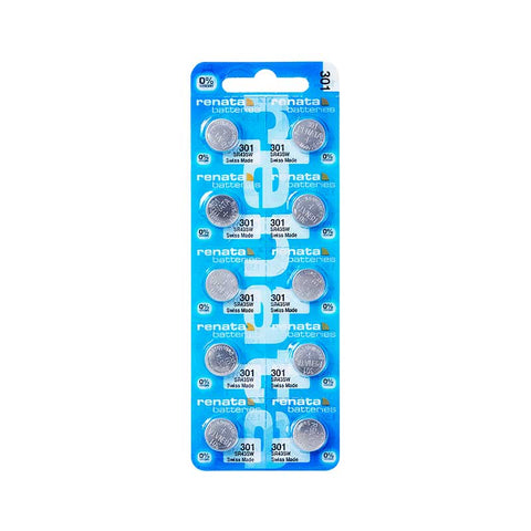 10 Renata 301 Silver Oxide Batteries Sr43Sw Coin Cell 1.55V 10Bl NEW