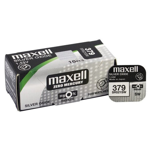10x Maxell 379 SR521SW Silver Oxide 1.55V Watch Batteries